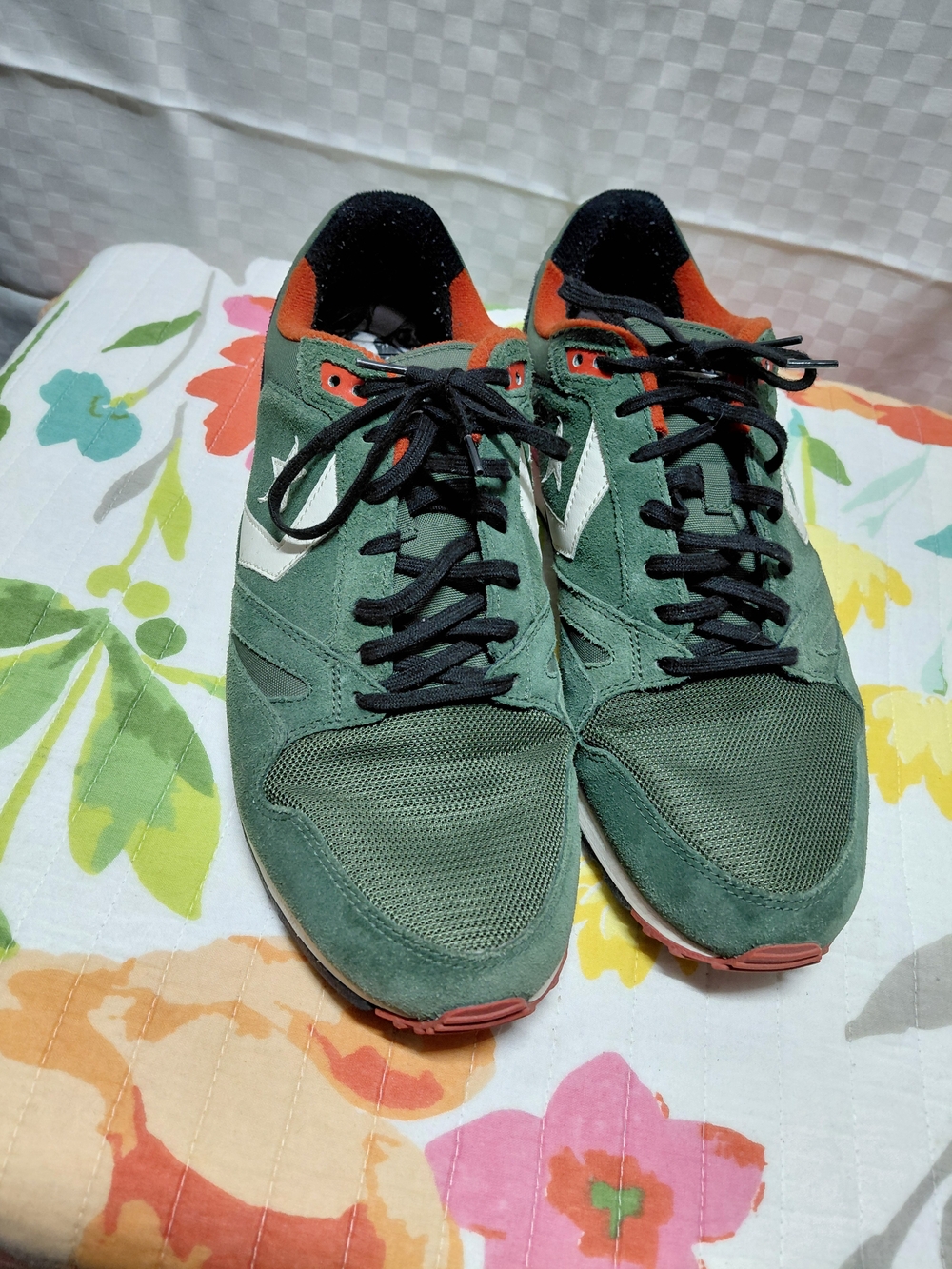 Converse Green and Orange Men's Sneakers with Black Laces